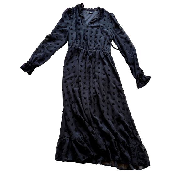 SHEIN Dresses & Skirts - Long Sleeve Black Midi Dress Swiss Dot Women's Size Large